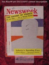 Newsweek Magazine June Jun 2 1958 6/2/58 France Kinsey Institute - £5.16 GBP