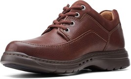 Clarks Men&#39;s Un Brawley Lace Oxford Mahogany Leather Size 11.5 Wide - $138.59