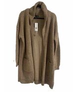 NWT RALPH LAUREN Open Style Tan Wool Blend Long Cardigan Sweater Plus Si... - $292.05