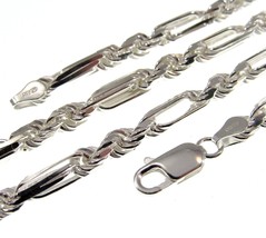 4.6MM Solid 925 Sterling Silver Men&#39;s Italian Figarope Chain Necklace / Bracelet - £44.09 GBP+