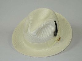 Men's Milani Straw Braided Fedora Hat Soft Crushable FDS-002 Solid Ivory image 2