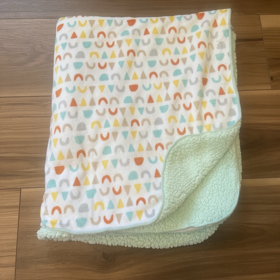 Lullaby Lane Geometric Shapes Baby Blanket White Mint Green Orange - $28.49 Lullaby Lane Geometric Shapes Baby Blanket White Mint Green Orange - $28.49