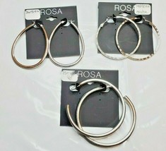 ROSA Hoop Earrings 3 Pair New Silver Teardrop Silver Snake Skin Silver Lines - £15.59 GBP