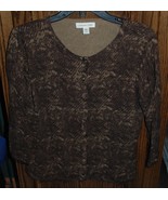 Large NEVER WORN Women&#39;s Coldwater Creek Herringbone Printed Cardigan 3/... - $28.00