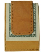 Money Clip Genuine Leather Magnetic Tan Credit Card Slots Currency Holde... - $262.29 MXN