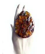 Huge Brown Statement Ring Amber Color, Brutalist Jumbo Big Ring, Oversiz... - $65.64 CAD