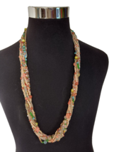 Women&#39;s Statement Necklace Multistrand Rope Style Varying Size Beads and Colors - £9.49 GBP