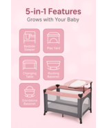 5-in-1 Baby Bassinet Bedside Sleeper, Playard &amp; Diaper Changer Crib – Pink - €171,15 EUR