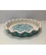 The Pioneer Woman Stoneware Teal Floral Deep Dish Pie Quiche 9&quot; Dish Ruf... - £19.24 GBP