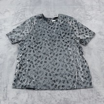 Blair Boutique Shirt Womens XL Gray Short Sleeve Back Keyhole Round Neck Blouse - £19.45 GBP