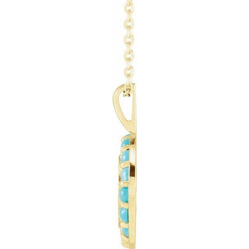 14k Yellow Gold Turquoise Halo Style Engravable Necklace Item image 2