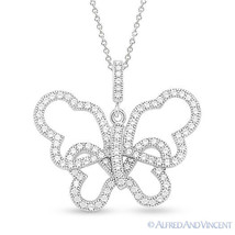 Butterfly Charm Micro-Pave Cubic Zirconia CZ Crystal Pendant 925 Sterling Silver - £43.51 GBP+