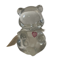 Fenton Bear October Birthstone Teddy Crystal Art Glass Pink Heart Tag US... - £16.77 GBP