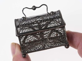 Antique Silver Filigree miniature box - £108.68 GBP