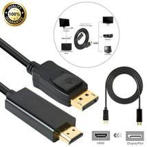 Display Port Dp To Hdmi Pc Laptop Hdtv Audio Video Adapter Cable 1080P 6 Feet - £14.11 GBP