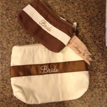 Bride Women&#39;s Cosmetic Bag Ivory &amp; Brown Set of 2 New! - £15.55 GBP