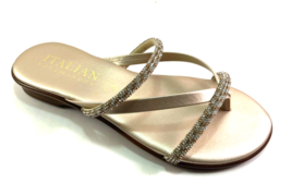 Italian Shoemakers Meriett Platinum Flat Rhinestone Slip On Thong Sandal - $44.99