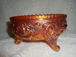 Imperial Marigold Iridescent Lustre Rose Footed Fernery (3-toed bowl) - £27.65 GBP
