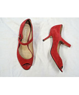 Boutique 9 red suede leather shoe   Size 5 1/2   Open Toe - $27.34 CAD