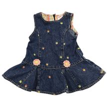 Gymboree Baby Girl Denim Daisy Embroidered Jumper Dress 3-6 2005 Freshly... - $14.85