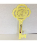 Vintage plastic yellow key shape thermometer Bless this home O lord we pray - $19.75