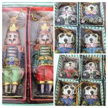 Vintage Cloisonne Ornament Panda Bears &amp; Soldiers Set Gold Christmas Holiday - £315.74 GBP