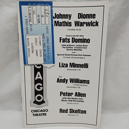 Chicago Theatre Johnny Dionne Mathis Warwick and 50 similar items