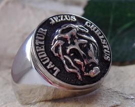 Jesus Christianity Surgical Ring Knights Templar Bague Patch Silver [ D5 Steel ] - £38.27 GBP