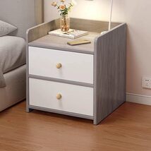 Modern Small Wooden Bedside Table, Fashionable Mini Nightstand with 2 Dr... - $60.00+