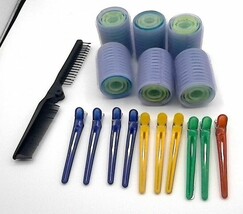 24 Hair Rollers  Self-Grip Curlers Plus 10 Clips, comb and case - Never ... - £13.77 GBP