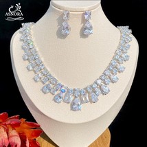 Luxury Ladies Wedding Banquet Dress Jewelry Big Water Drop Bride Necklace Earrin - £62.91 GBP