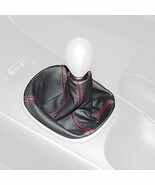 Shift Boot for 2002-04 Acura RSX Black Italian Leather Red Top Stitches - $34.65