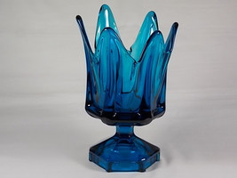 Viking Art Glass Bluenique Epic Column Napkin Vase #7305, Elegant Blue G... - £48.19 GBP