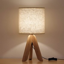 Small Bedside Table Lamp Wooden Tripod Nightstand Lamp for Bedroom Living Room O - £40.25 GBP