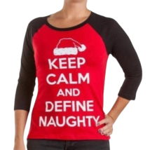 Keep Calm And Define Naughty Womens Wound Up T-Shirt Red Raglan Juniors L New - £12.62 GBP