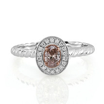 Argyle 0.47ct Natural Fancy Pink &amp; White Diamonds Engagement Ring 18K Gold GIA - £2,987.88 GBP