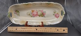 Antique Germany Roses Porcelain Celery Plate Tray Lattice Handles - £11.39 GBP