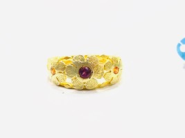 Natural rubylight and orange sapphire ring in 14k gold - £371.22 GBP