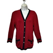 ST. JOHN COLLECTION Jacket Size 8 Red Black Santana Knit Gold Hardware S... - £34.78 GBP