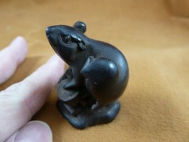 TNE-MOU-2) Brown Mouse Tagua Nut Netsuke Figurine Carving Vegetable Rodents Palm - £22.40 GBP