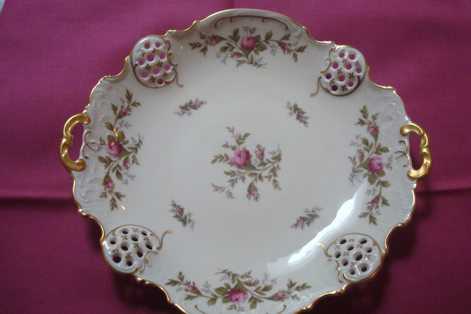 Primary image for Rosenthal tray Moliere Pattern, Moosrose, double handle [#7]