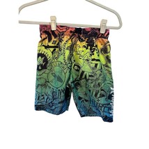 HURLEY Boys Size 7/8 Rainbow Tie Dye &amp; Black Skulls Board Shorts Swim Tr... - $11.04