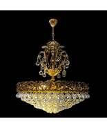 Handcrafted Italian Brass Crystal Chandelier Vintage 28" - $2,700.00