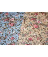 COLORFUL Asian Inspired White Birds Flowers Blue or Beige Fabric BTY OOP... - $9.99