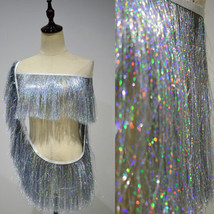 Fringe Skirt Clothing Trim Fabric Laser Gradient Latin Dance Lace 20cm Width 1Y - £10.46 GBP