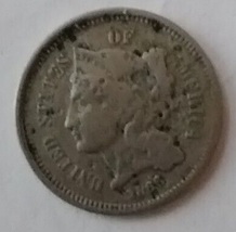 1866 3 Cent Nickel Rare Nice Coin 20230076 - £19.92 GBP