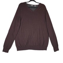 Calvin Klein Mens  XXL 2XL Sweater Brown Burgundy Extra Fine Merino Wool V-Neck - £13.27 GBP