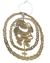 Goldtone Layers Cut-Out  Metal  3 Inches Silhouette Santa - £15.28 GBP