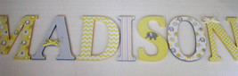 Wood Letters-Nursery Decor- Yellow &amp; Grey Elephant theme- Price Per Lett... - £9.83 GBP