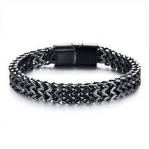 VNOX Stylish Mens Double Wheat Chain Bracelet 8.5MM Stainless Steel Black Color  - £17.88 GBP